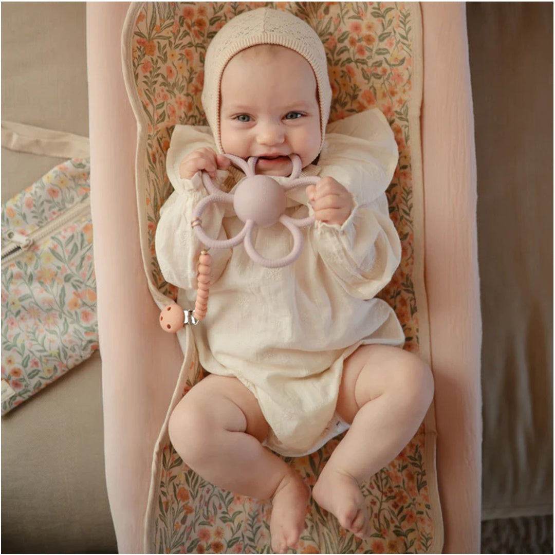 Mushie Silicone Pacifier Clip | Hera Powder Pink - Safe Food-Grade Silicone